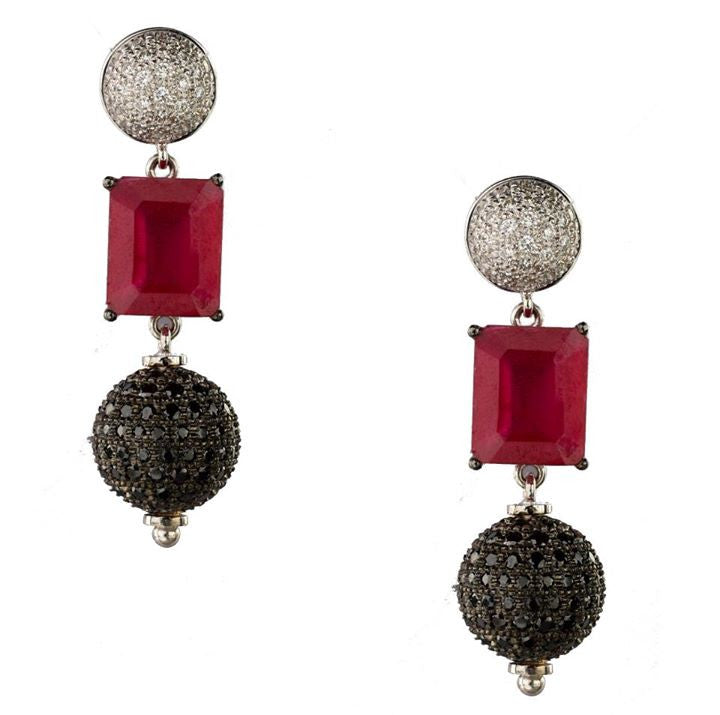 Ruby Square Diamond Earrings