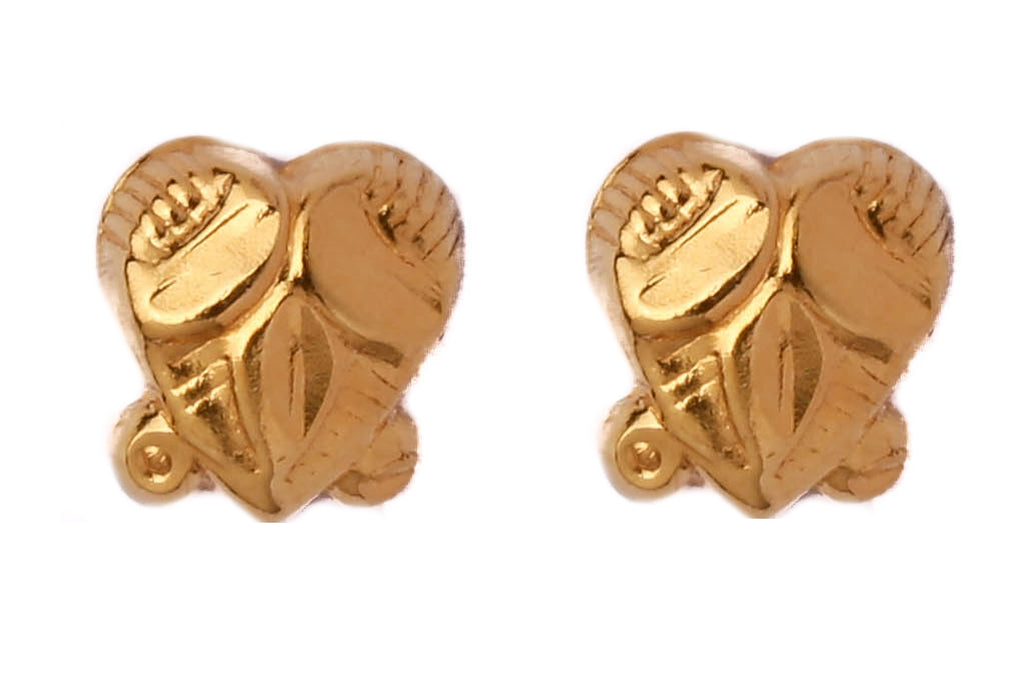 Heart Shaped Double Dot Gold Studs
