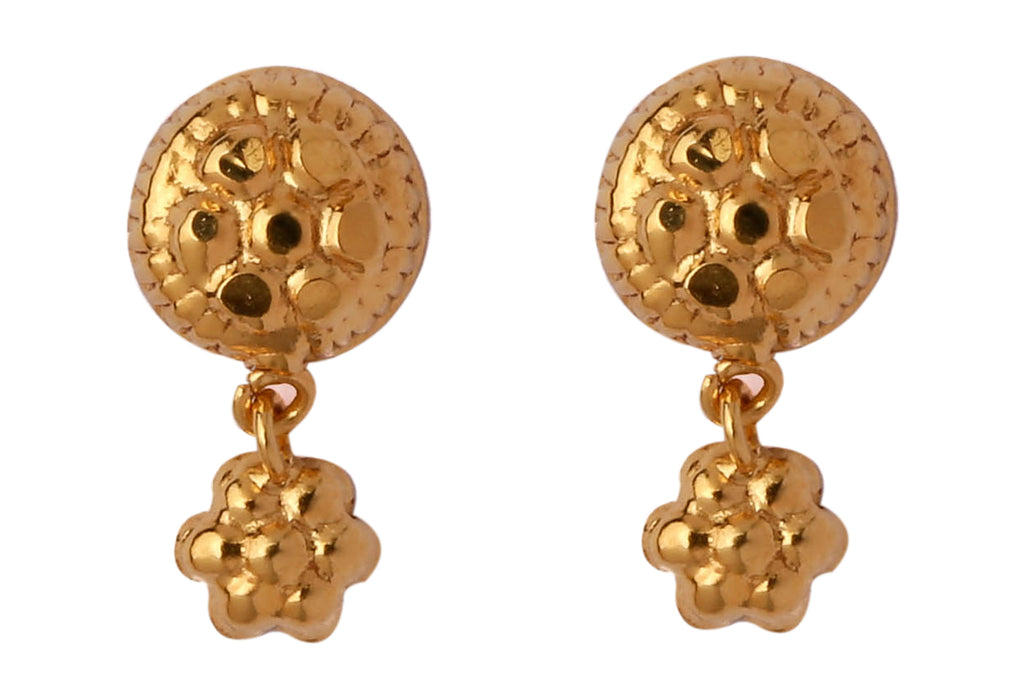 Pretty Flower Dangle Gold Studs
