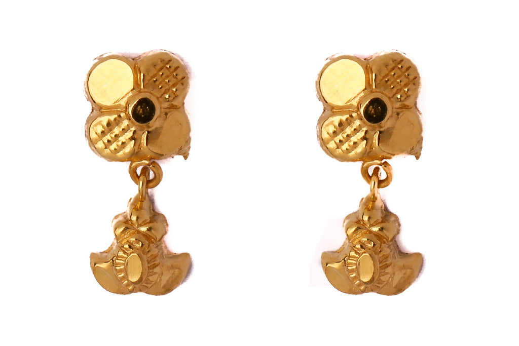 Four Petal Top Gold Studs