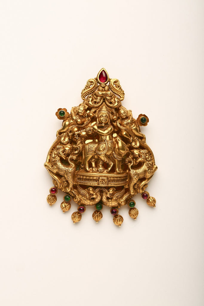 Krishna on Flute Nakshi Pendant