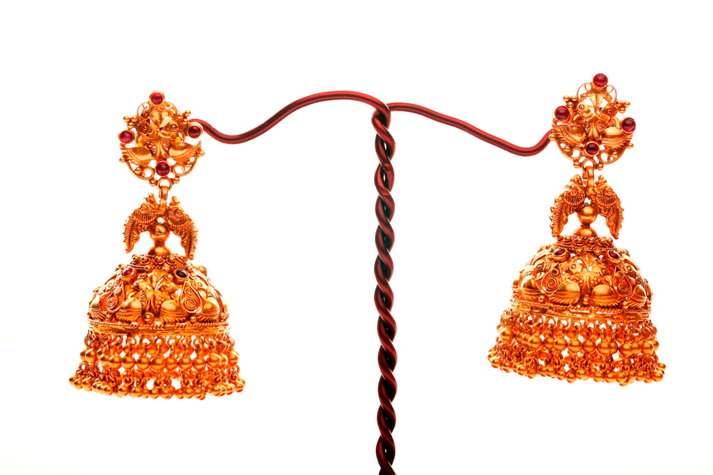 Traditional Maroon Dot Nakshi Jhumki
