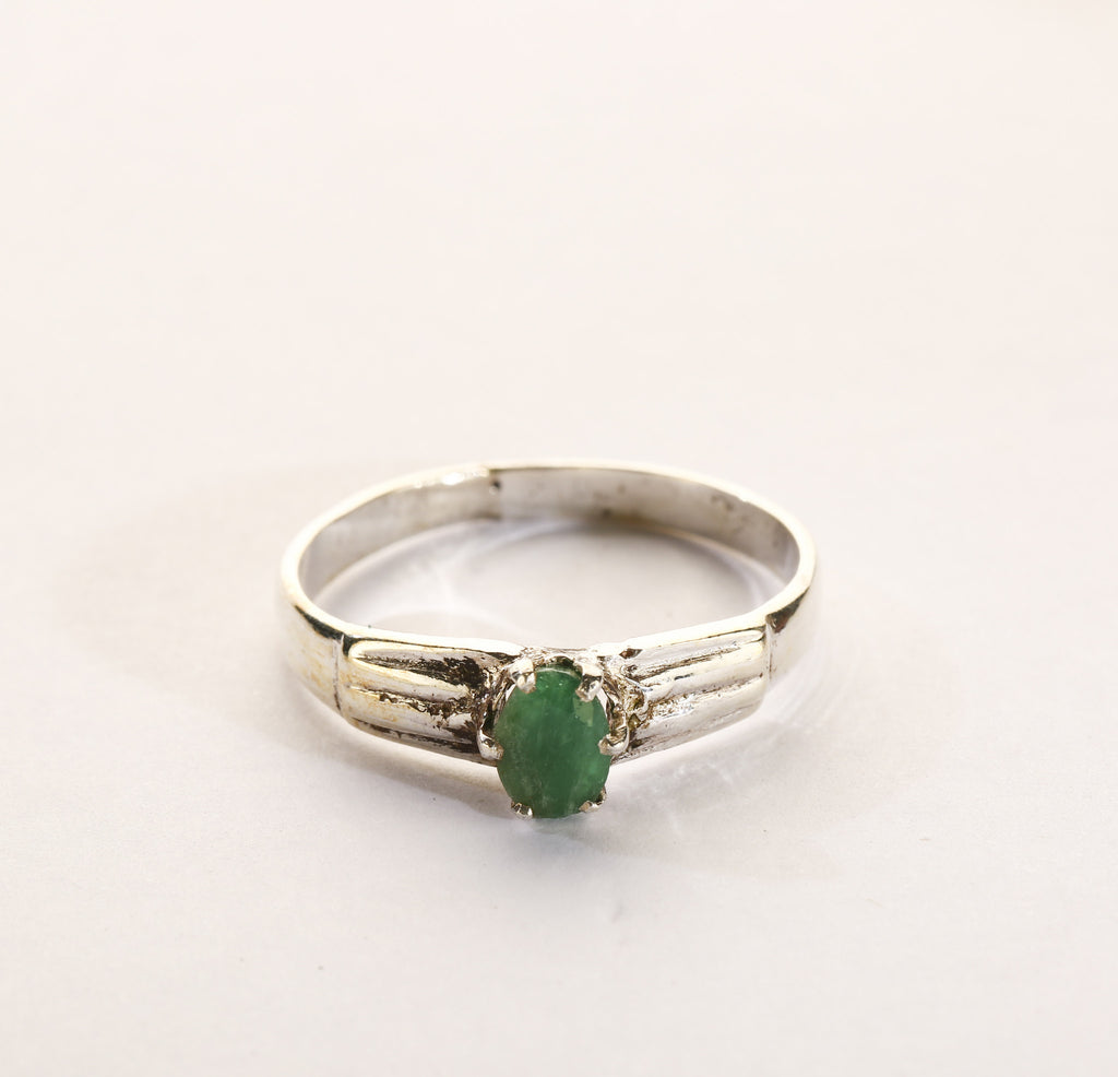 Big Emerald Silver Ring