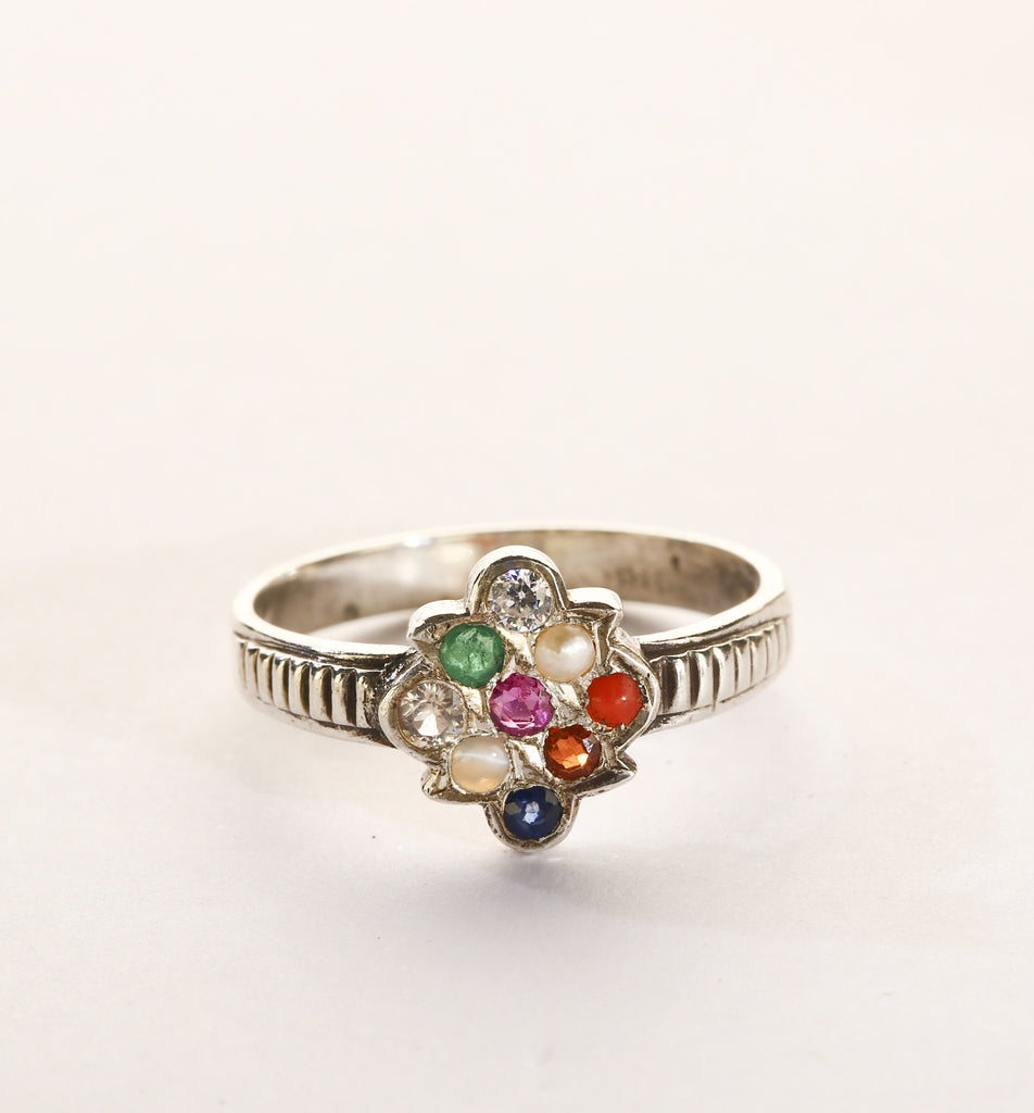 Navratna Silver Ring