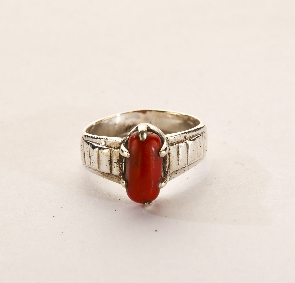 Coral Silver Ring