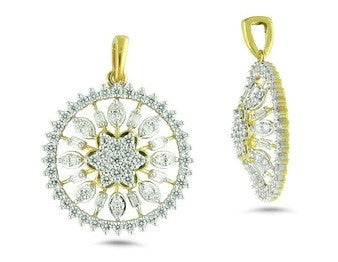 Flower in a Circle Light Weight Diamond Pendant