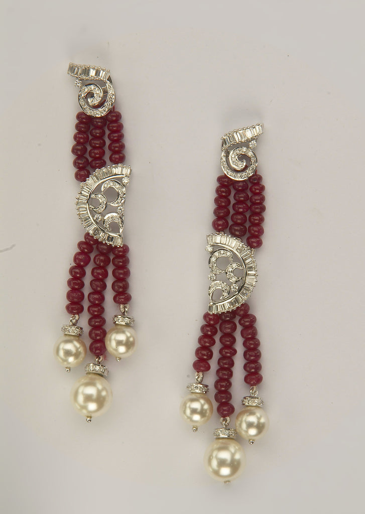 Ravishing Red Ruby and Diamond Earring