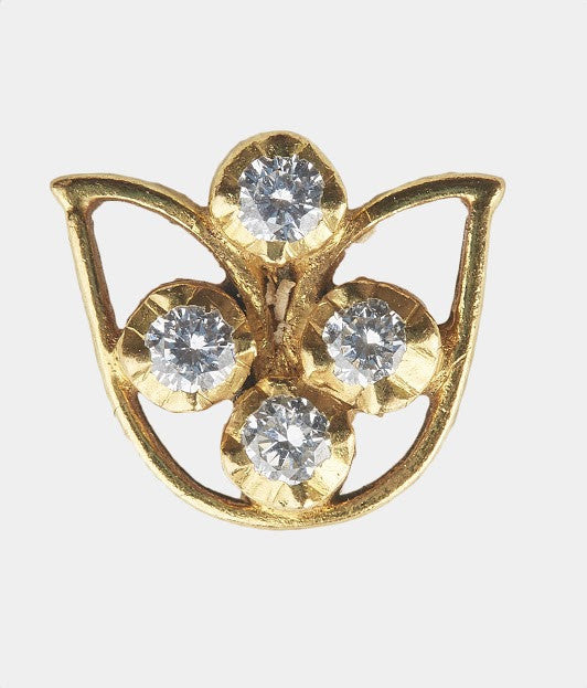 Floral Paiseley Four Stone Diamond Studs