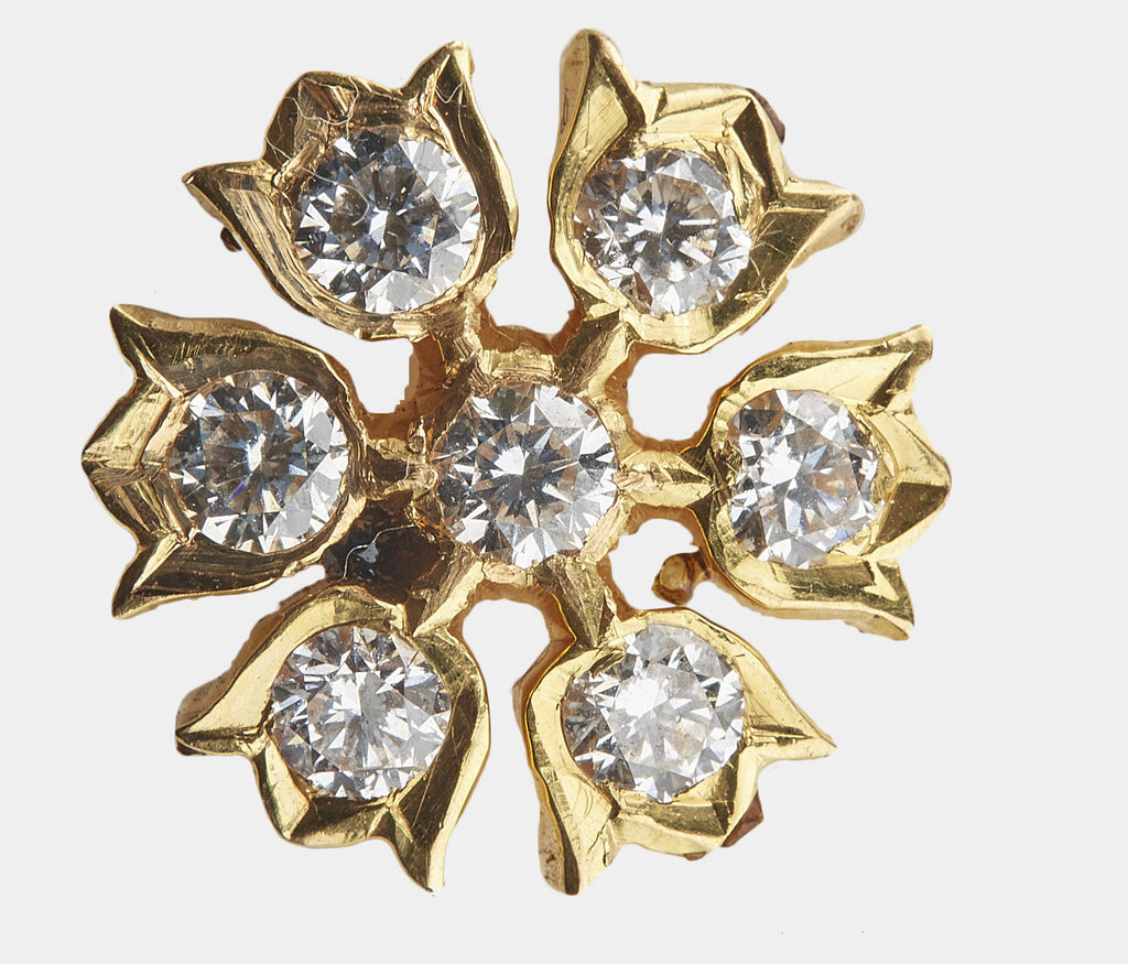 Floral Shaped Trendy Seven Stone Diamond Studs
