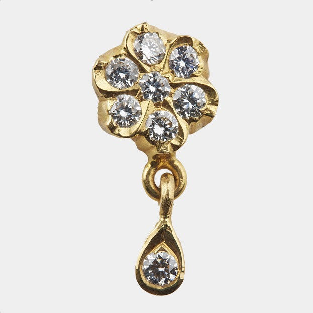 Floweret Seven Stone Diamond Studs with Single Stone Dangle