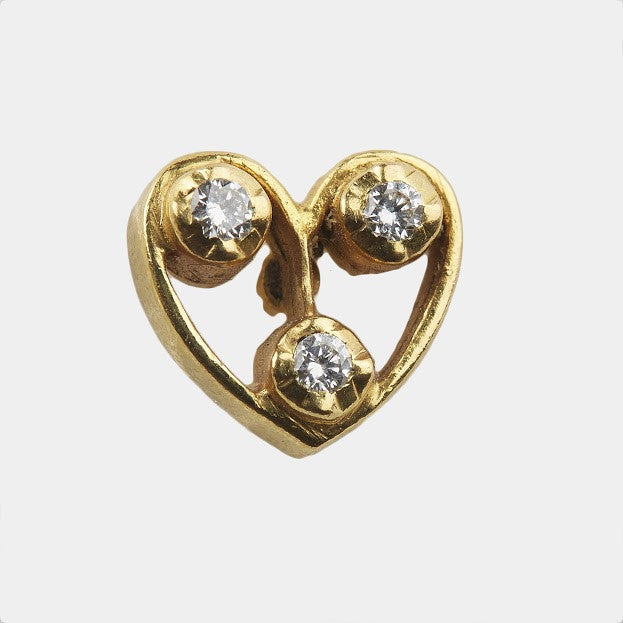 Emi Heart Three Stone Diamond Studs
