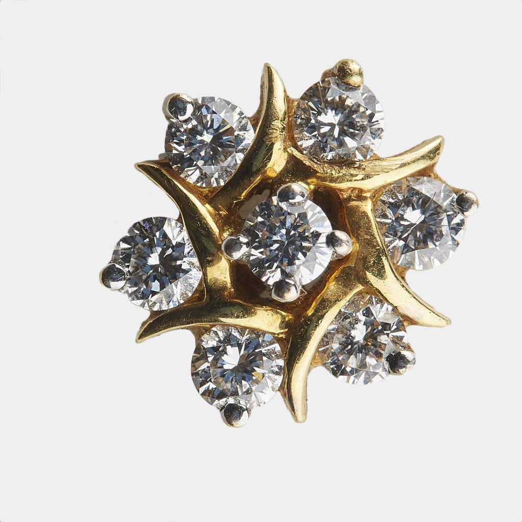 Circular Petal Six Stone Diamond Studs