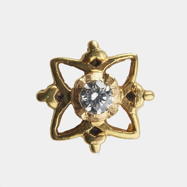 Four Petal Vine Single Stone Diamond Studs