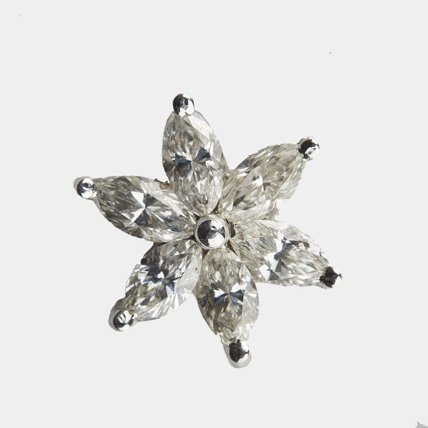 Floral Swirl Petal Six Stone Diamond Studs
