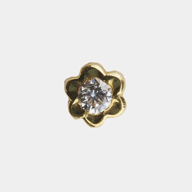 Floral Single Stone Diamond Studs