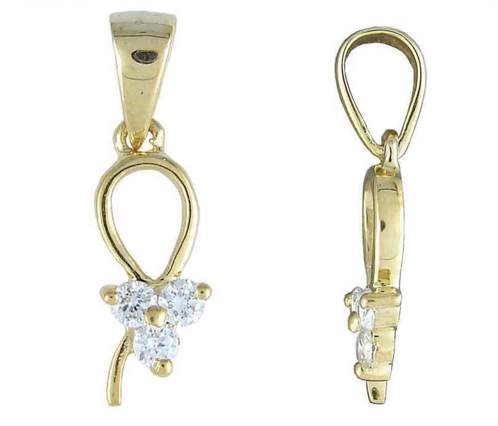 Three Stone Floral Light Weight Diamond Pendant