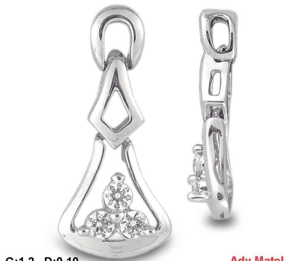 Three Stone Triangle Light Weight Diamond Pendant