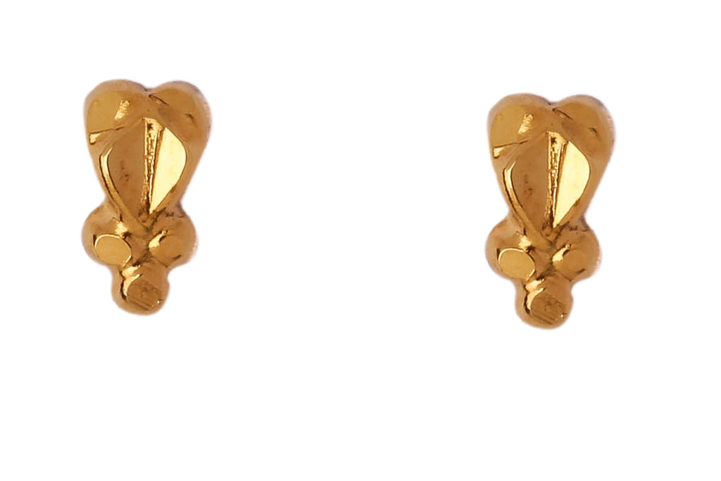 Dotted Leaf Gold Studs