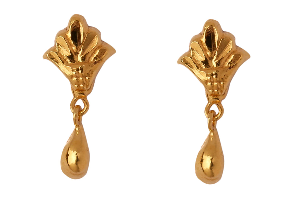 Leaf with Drops Gold Studs