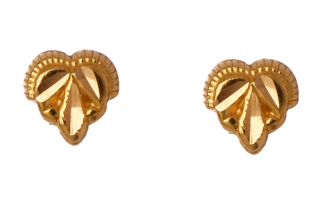 Intricate Leaf Gold Studs