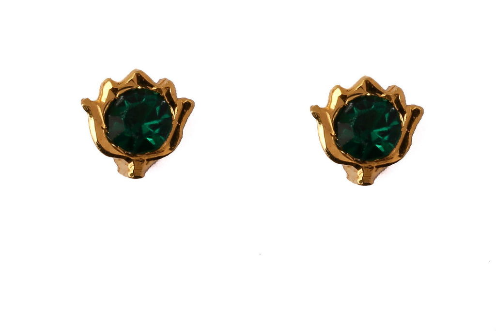 Green Lotus Gold Studs