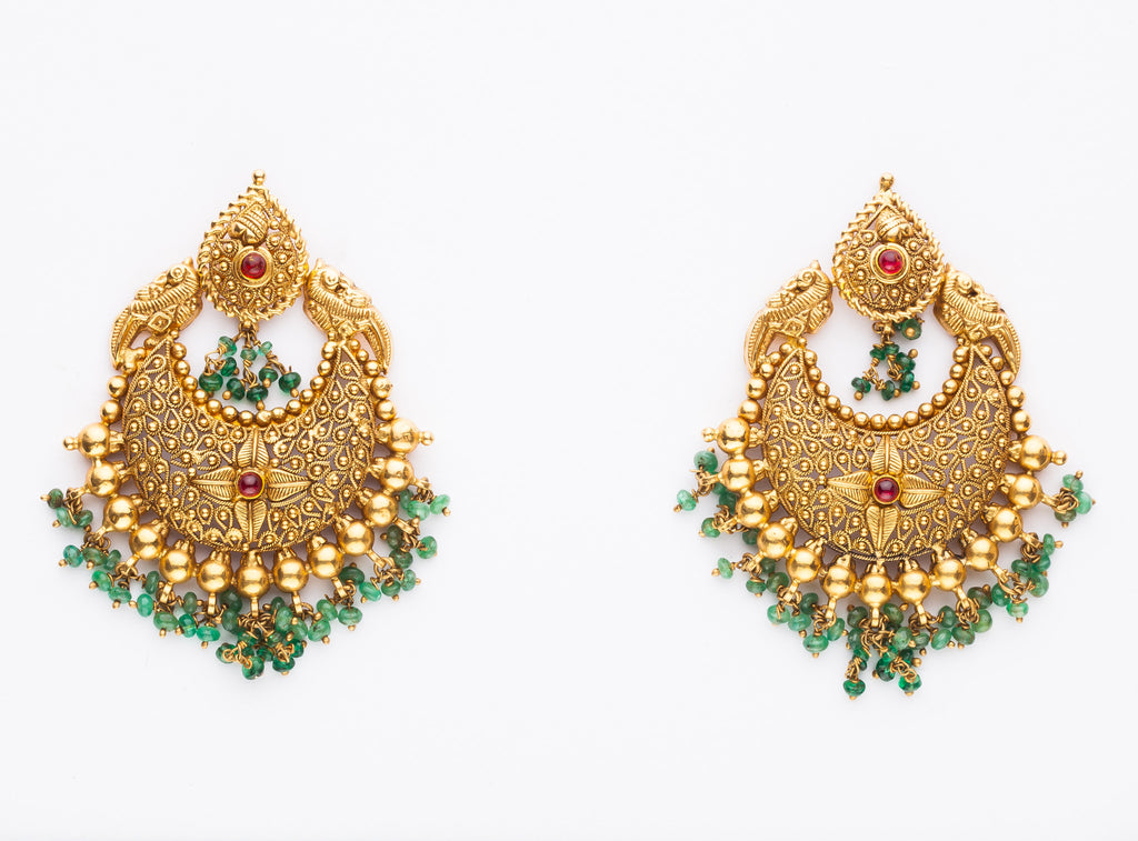 Helex Leaf Gold Nakshi Jhumki