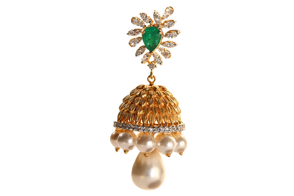 Pretty Pearl Dangle Diamond Earrings