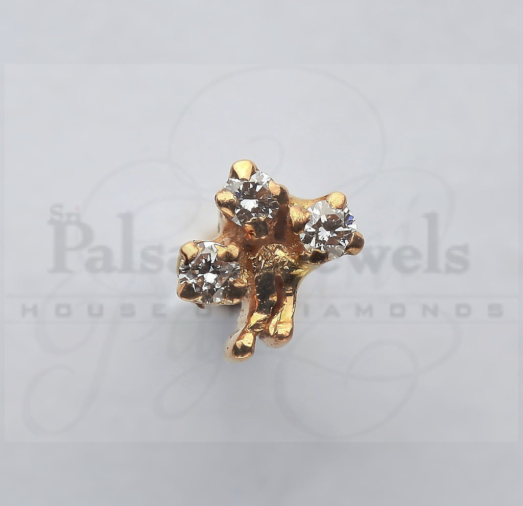 Three Stone Abstract Diamond Nose Pin