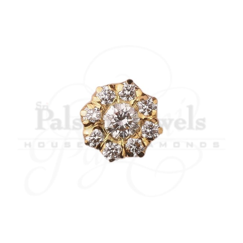 Nine Stone Flower Shaped Diamond Nose Pin