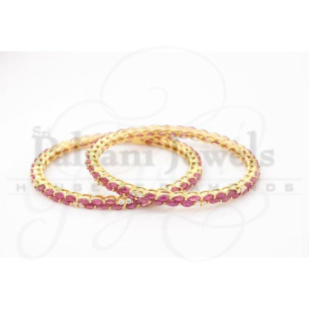 Oval Ruby Diamond Bangles