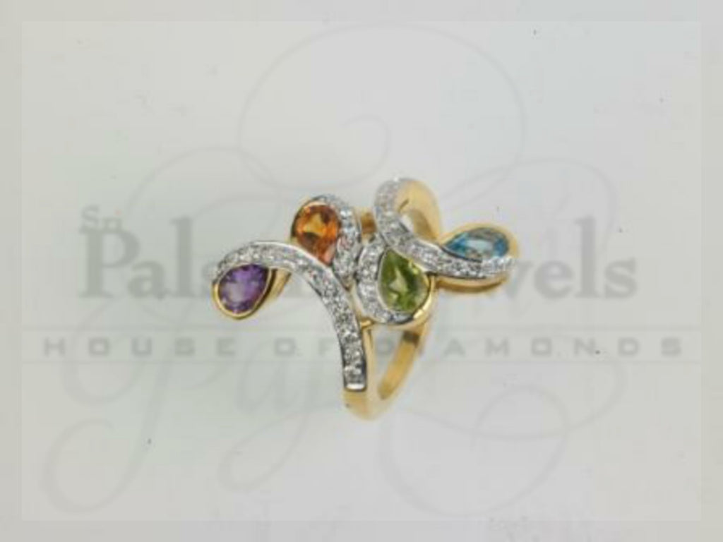 Multi Color Stone Diamond Ring