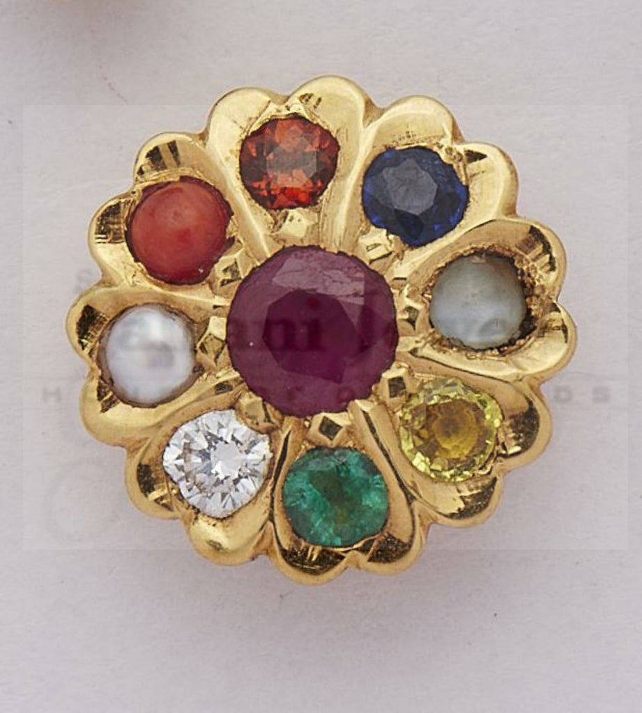 Navratna Circular Diamond Studs