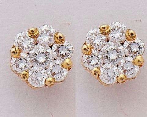 Elegant Flower Seven Stone Diamond Studs