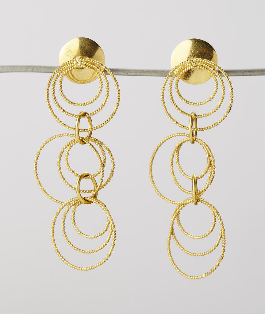 Delicate Circular Ball Beaten Gold Earrings