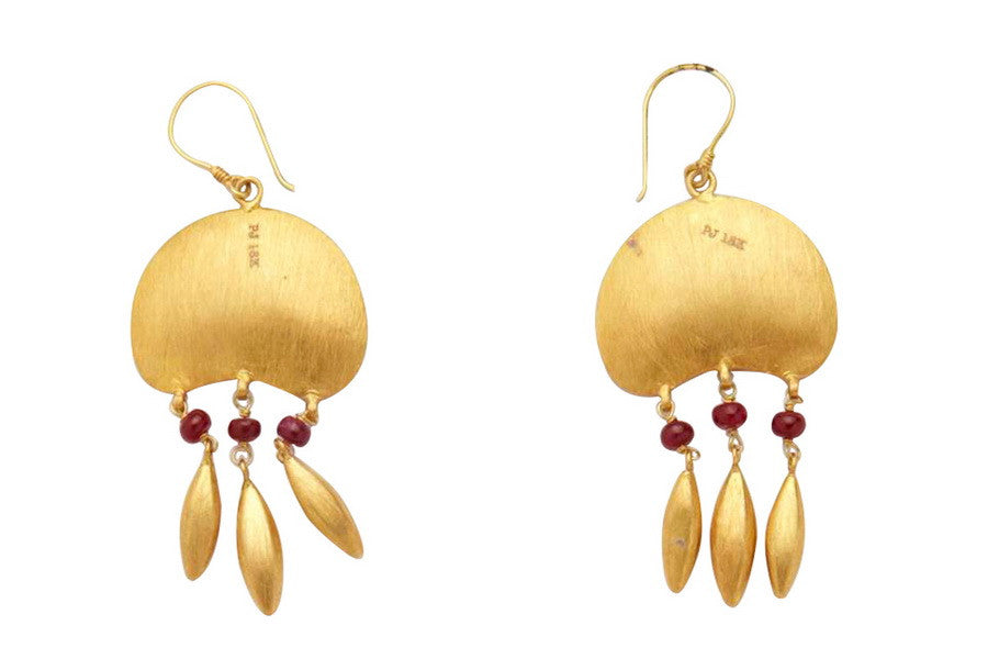 Dangling Gold Drops Beaten Gold Earrings