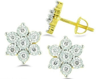 Circular Petal Light Weight Diamond Earrings