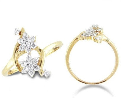 Double Flower Light Weight Diamond Ring