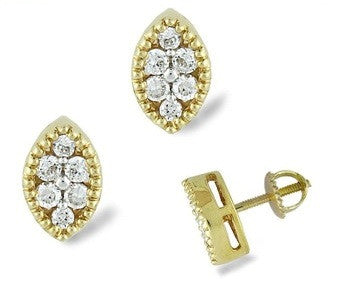 Oval Leaf Diamond Earrings