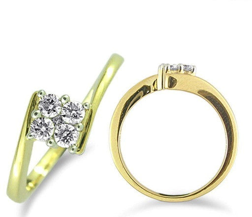 Four Circular Stone Light Weight Diamond Ring