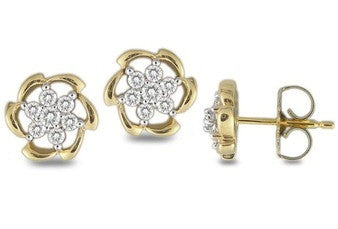 Swirl Border Light Weight Diamond Earrings