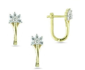 Flower Vase Light Weight Diamond Earrings