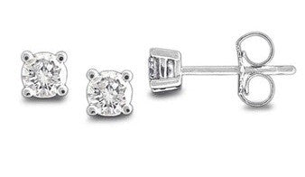 One Stone Stud Light Weight Diamond Earrings