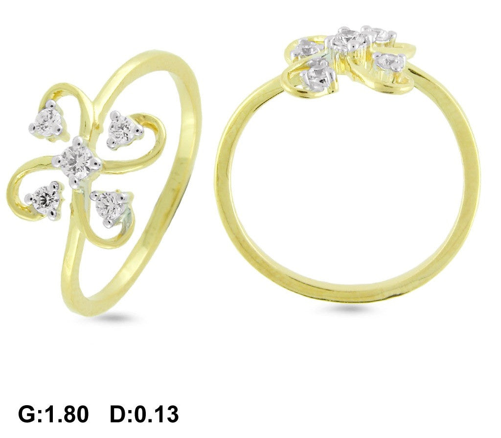 Four Curve Pointer Light Weight Diamond Ring