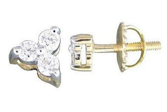 Tri Petal Light Weight Diamond Earrings