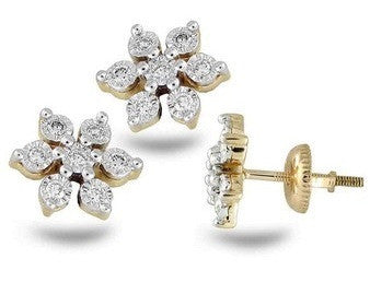 Six Petal Light Weight Diamond Earrings