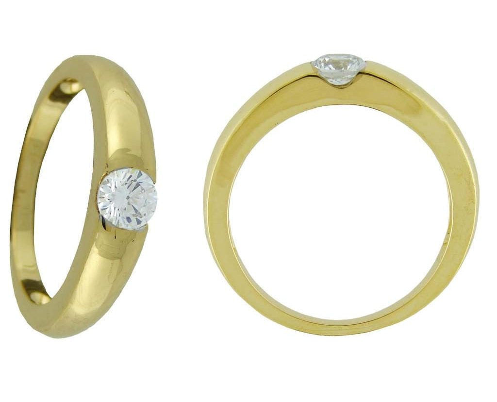 Center Stone in a Band - Light Weight Diamond Ring
