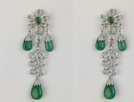 Floral Emerald Diamond Earrings