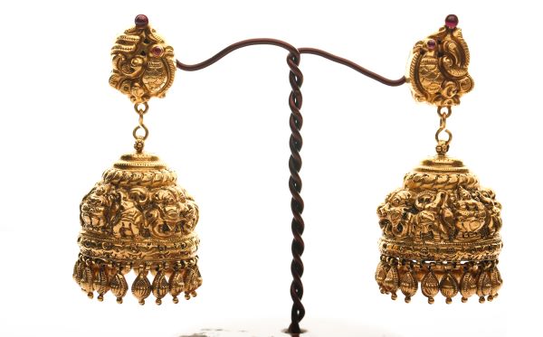 Oval Dangle Gold Nakshi Earrings