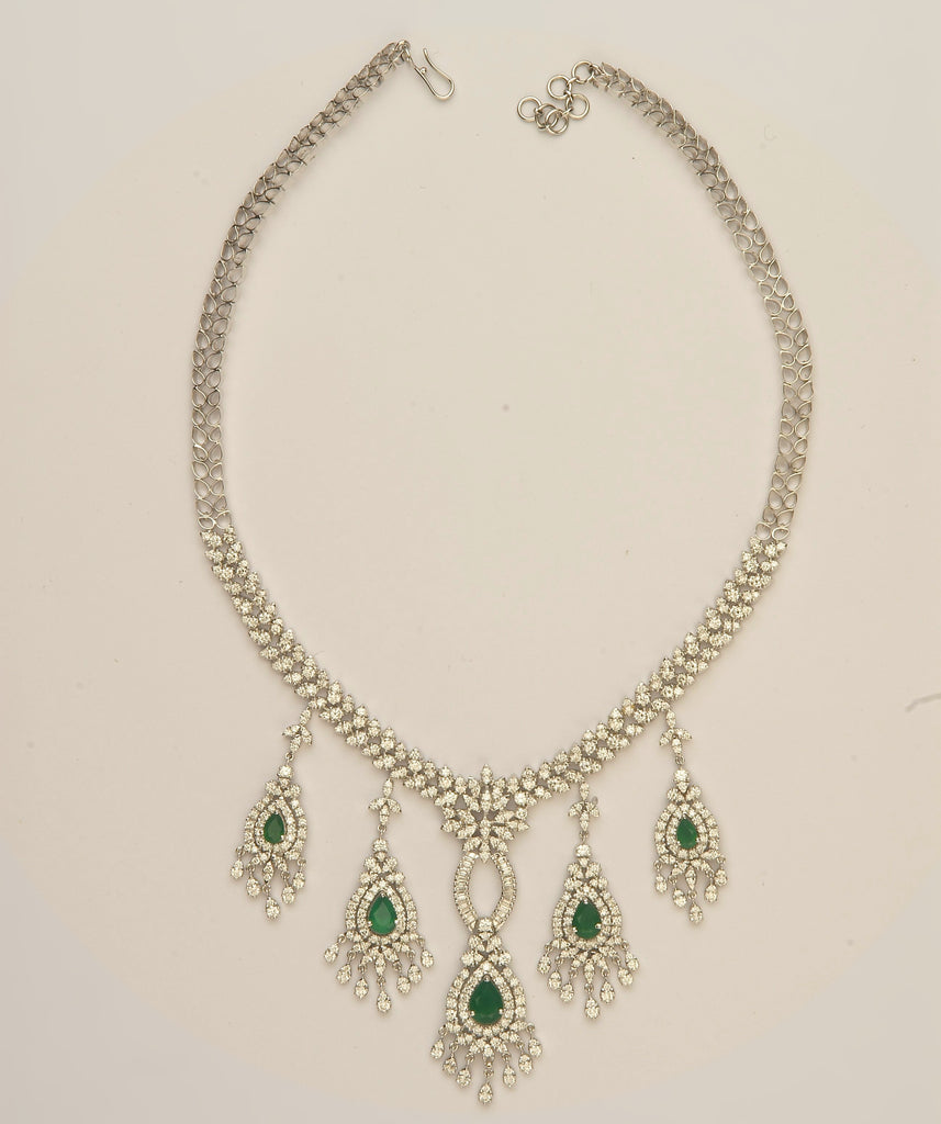 Glorious Green and White Diamond Necklace