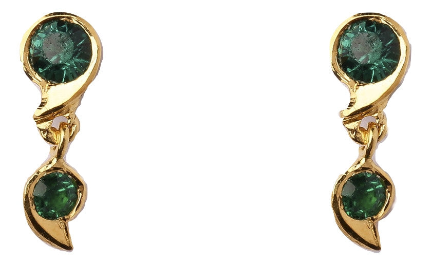 Green  Curve Leafy Gold Studs